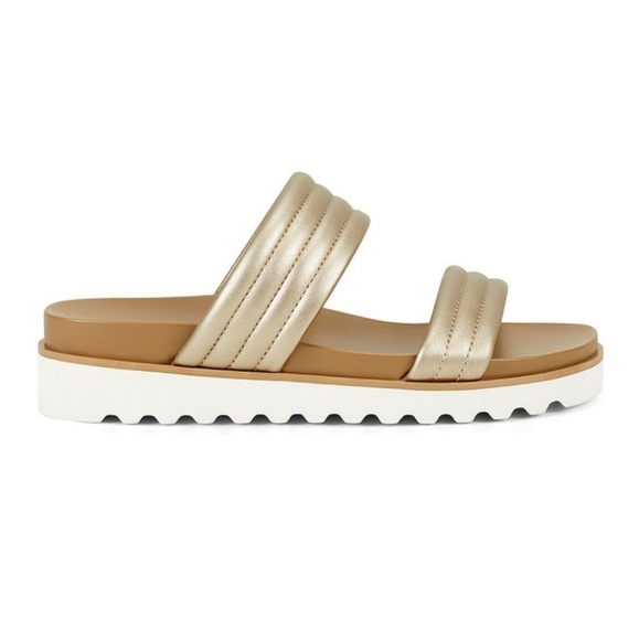 AEROSOLES Gold Puffer Strap Kinnelon Sandal - Picture 2 of 8